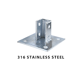 POWER-STRUT®, Flat Plate Fitting, 304 Stainless Steel, 3